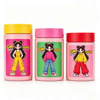 Pot en verre rose inviolable de 90/180 ml avec fenêtre, résistant aux enfants, hermétique, pour bonbons gélifiés, fleurs et herbes, avec fermeture CRC
