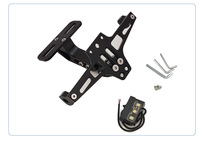 Accessoires pour motos, support de plaque d'immatriculation télescopique pliable en alliage d'aluminium CNC avec éclairage