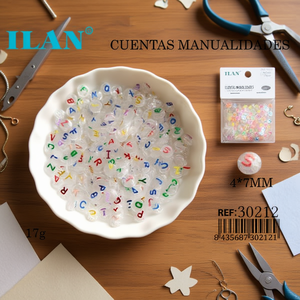 Perles de lettres ILAN 4x7mm transparentes avec lettres colorées pour travaux manuels 17g - Product Image 2