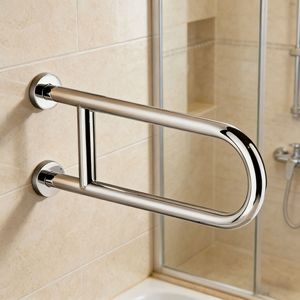 Barra de apoyo para baño H, de acero inoxidable 304, plegable, antideslizante, barra de seguridad para personas mayores y discapacitadas - Product Image 1