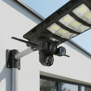 4MP V380 Solar Powered CCTV for Outdoor Security Infrared Camera with 4G Wifi & Voice Warn Street Light for Security Pur