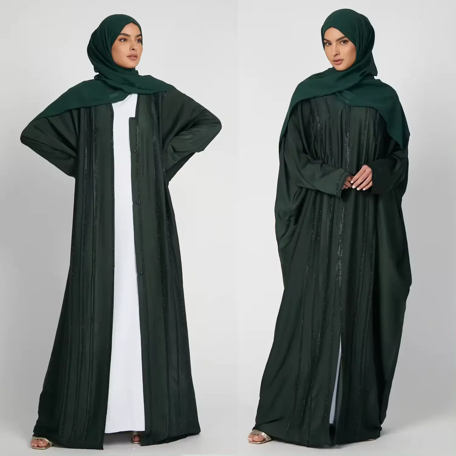 Grosir Abaya Muslim mode baru gaun wanita pakaian Islami Abaya Dubai terbuka dan tertutup gaun wanita Jubah mewah