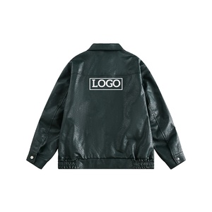LAYENNE personalizado de alta calidad Turn Down Collar PU cuero ropa de trabajo brillante prendas de vestir suelta solapa impresa chaqueta de trabajo al por mayor - Product Image 2