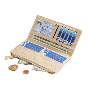 <span class=keywords><strong>Portafoglio</strong></span> da donna in vera pelle di mucca Beige ciottolo con cerniera RFID <span class=keywords><strong>portafoglio</strong></span> portamonete portamonete portamonete con <span class=keywords><strong>pochette</strong></span> per donna - Product Image 3