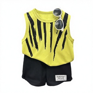 Nouvel ensemble décontracté d'été pour garçons YW, style coréen, imprimé dessin animé, veste à lettres tendance, gilet et <span class=keywords><strong>short</strong></span> - Product Image 4