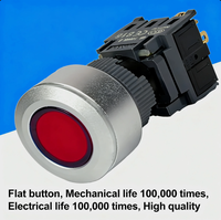 BENLEE Interrupteur à bouton-poussoir frontal à tête plate de 16 mm pour montage sur panneau, Max. Interrupteur momentané autobloquant 5A 125V en ABS