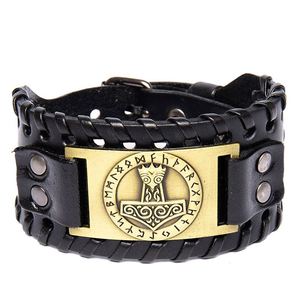 Nordic Viking Style Wide Leather <b>Compass</b> Bracelet Men's Bracelet Celtic Viking Jewelry Thor's Hammer Bracelet Accessories Gifts - Product Image 4