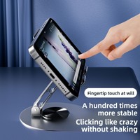 Support de téléphone universel TikTok en alliage d'aluminium et silicone, rotation à 360 degrés, pliable, portable, design réglable, pour bureau, salon, jeux
