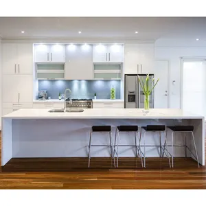 Australia cucina aperta bianco lucido 2Pac moderno design gratuito mobili da cucina con piano di lavoro