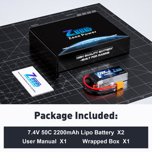 بطارية ليثيوم بوليمر قصيرة Zeee 2S بسعة 2200 مللي أمبير في الساعة وجهد 7.4 فولت وتيار 50C مع موصل XT60 لسيارات التحكم عن بعد بمقياس 1/16 - Product Image 6