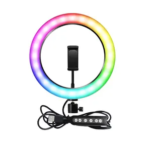 MJ33 13 inç RGB halka ışık LED yüzük dolgu işığı kısılabilir özçekim fotoğrafçılık işık usb powered