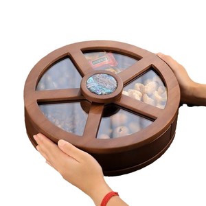 Rotating Wooden Snack <b>Tray</b> 4 7 Compartments Polygon Shape Standing Type For Home Living Room <b>Storage</b> <b>Trays</b> - Product Image 5