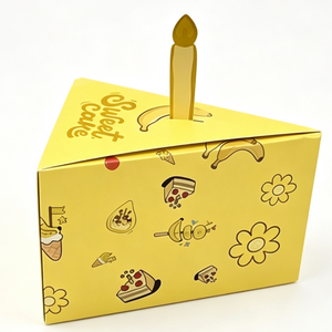 Foldable Paper Cake <b>Box</b> Cake Slice Gift <b>Box</b> with Candle Topper Dessert Packaging for Birthday Party Wedding Holiday Gifts - Product Image 1