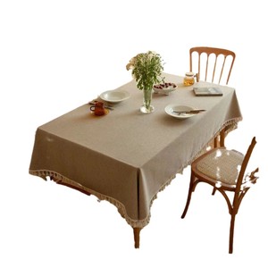 Cotton Linen Tablecloth Square Solid Color Tassel Home Dining Table Cover Waterproof Oil Proof Light Luxury Style - Product Image 5