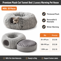 Lit tunnel pour chat en peluche, toutes saisons, épaissi, avec boule suspendue, amovible et lavable, grand lit tunnel pour chat, vente en gros