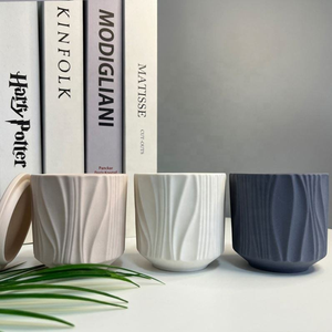 Pot en céramique texturé mat, récipient cylindrique pour bougie, décoration d'intérieur, porte-bougie, récipient en céramique vide - Product Image 6
