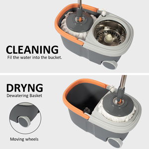 Holamopa Spining Ma Thuật Lau Với Xô Chân Bàn Đạp Sợi Nhỏ Hộ Gia Đình 360 Độ Xoay Dễ Dàng Bàn Đạp Đôi Lau Bộ - Product Image 3