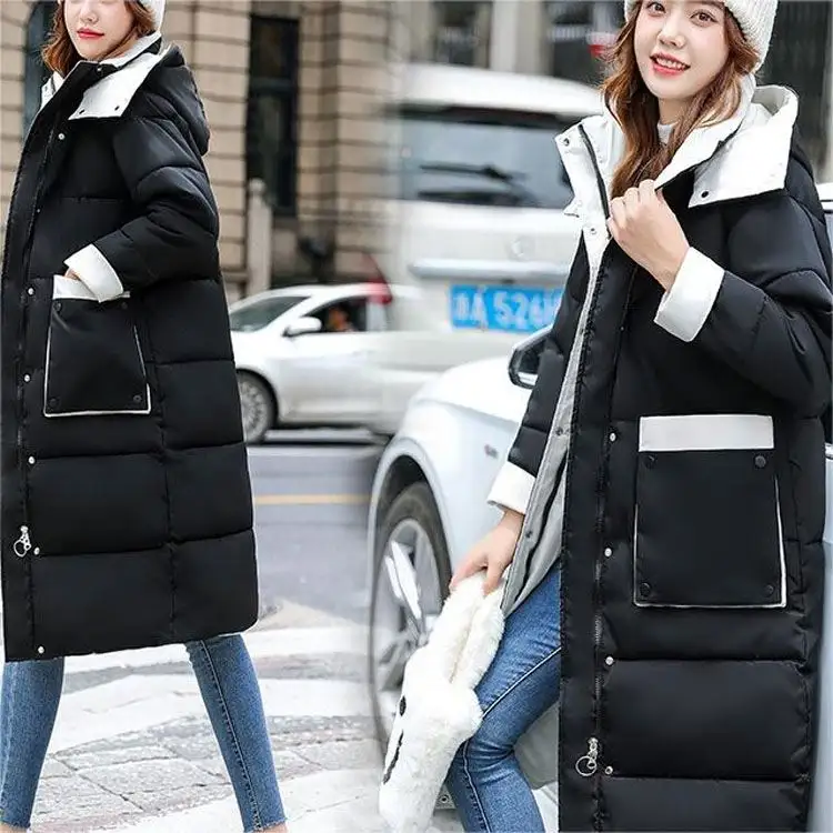 Frauen Winter lange gepolsterte Mantel Parka Daunen Puffer Jacke echte Waschbär Pelz kragen Kapuze Outwear