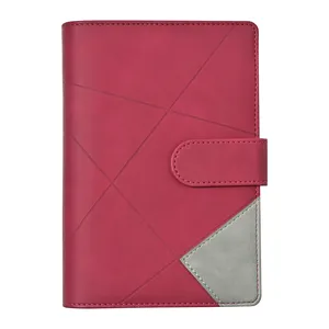 Cute rose red color customized a6 budget binder more suitable for women's leather wallet books with lower price