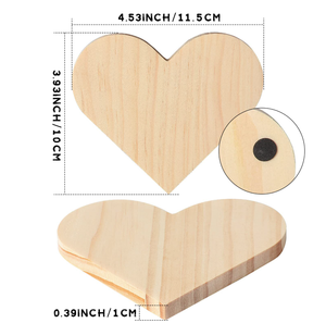 Posavasos de Madera en Forma de Corazón, Piezas de Madera sin Acabado para Pintar, Quemar y Grabar - Product Image 6