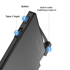 Ultra Slim 5 mét Điện thoại di động sạc Type-C kim loại bên ngoài pin gói thông minh Powerbank <span class=keywords><strong>2600mAh</strong></span> ngân hàng điện với cáp - Product Image 3