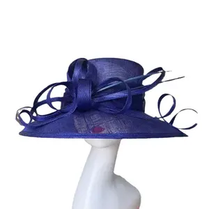 Nhà máy vật làm tóc Nhà thờ Mũ trà bên KENTUCKY Derby fascinators phụ nữ lông sinamay hat