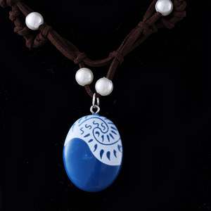 Collana <span class=keywords><strong>con</strong></span> Ciondolo Geometrico Moana Ocean Movie Charm <span class=keywords><strong>con</strong></span> Pietra Blu e Catena a Corda in Pelle Scamosciata - Product Image 6