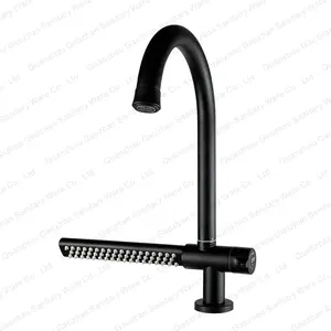 MCBKRPDIO 304 SUS Brushed Silver Black Rotatable Waterfall Rainfall Faucet Single-hole Rotating Cold And Hot Kitchen Faucet