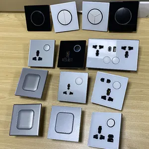 Luxury EU US Standard Acrylic Panel wall Socket 15A with LED Light Indicator Power Socket