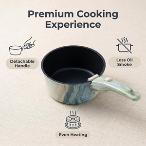 Juego de utensilios de cocina de 3 piezas de acero al carbono con revestimiento antiadherente, <span class=keywords><strong>mango</strong></span> desmontable de baquelita, efecto mármol verde, <span class=keywords><strong>para</strong></span> inducción, sartén y cacerola de 18CM, 20CM y 26CM - Product Image 5