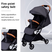 Poussette bébé pliable 3-en-1 en alliage d'aluminium noir et bleu avec système de dossier inclinable multi-positions pour une marche pratique