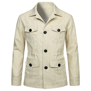 Nuova Giacca Cargo Multi-tasca con Risvolto, Cappotto Casual in <span class=keywords><strong>Lino</strong></span> da <span class=keywords><strong>Uomo</strong></span> - Product Image 5
