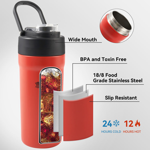 Botella de Agua de Acero Inoxidable Aislada de 700 ml, Libre de BPA, con Asa de Transporte Portátil, Antideslizante, de Doble Pared, para Viajes al Aire Libre - Product Image 4
