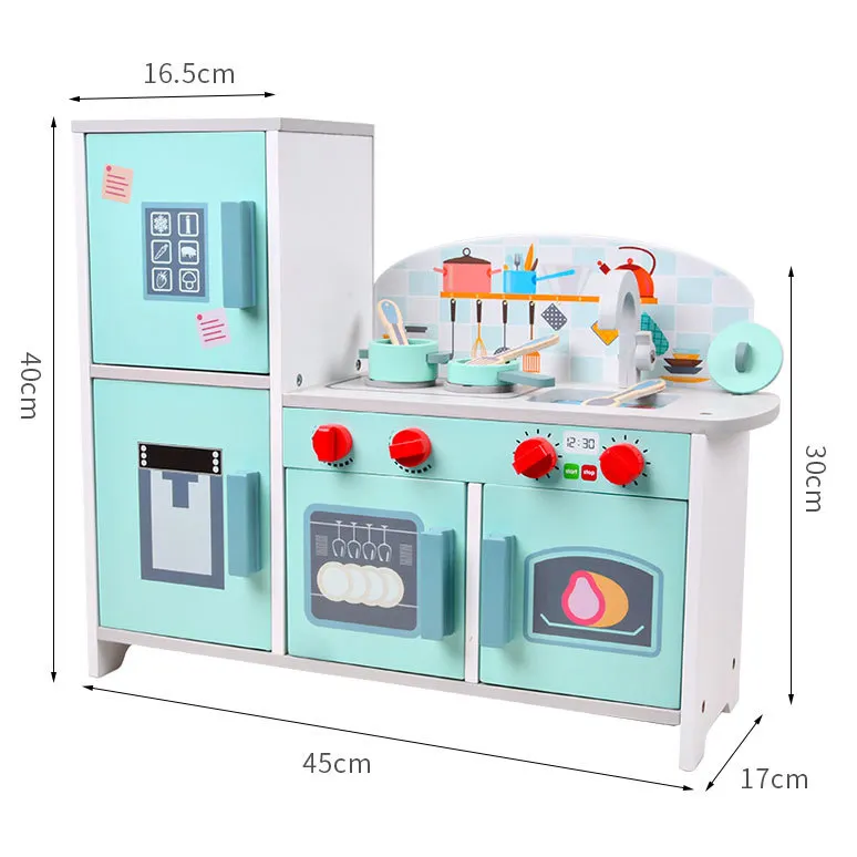Trò Chơi Nấu Ăn Cho Trẻ Em Tủ Lạnh Mini Màu Xanh Lá Cây Đồ Chơi Nhà Bếp Bằng Gỗ Cho Trẻ Em