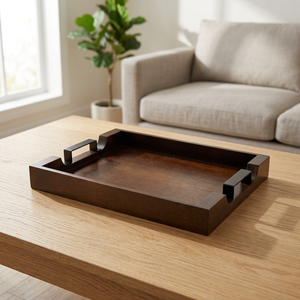 B.S INTERNATIONAL N47 Bandeja para Servir Desayuno, Madera Natural Pulida, Ecológica, Personalizada, Hecha a Mano, Resistente al Agua - Product Image 1