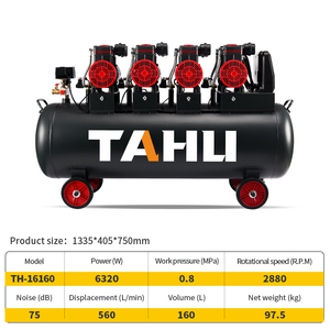 Compresor de Aire Industrial Silencioso sin Aceite de 6.3kW 8.4HP y 160L, Bomba de Aire de Pistón Silenciosa para Pintura Automotriz Industrial - Product Image 3