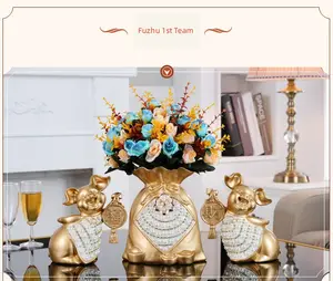 ODM OEM ornamenti da tavolo personalizzati ornamenti di elefanti sculture di animali statue di elefanti placcate in oro artigianato in resina personalizzato