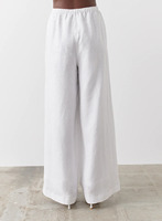 Meilleure vente 100% pantalon Palazzo en lin jambe large décontracté minimaliste taille haute respirant coupe ample avec cordon de serrage pour l'été