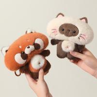 Porte-clés en peluche mignon et doux (raton laveur, renard, panda), breloque animale moelleuse pour sac à main, sac à dos et cartable, idéal comme cadeau