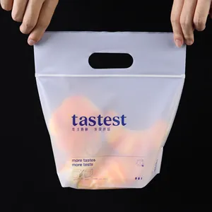 Op Maat Bedrukt Logo Ontwerp Rits Plastic Zak Stans Cut Bag Food Grade Afbreekbare Verpakking Voor Broodverpakking