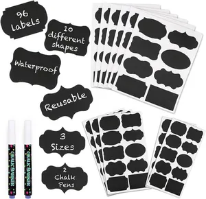 Promotional Customize Black Chalkboard Label Self-adhesive Reusable Easily To Wipe Blackboard Sticker Spice Jar Labels