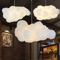 Lampe de plafond flottante en coton blanc en forme de nuage, réglable en hauteur, pour chambres de filles, décoration de maternelle, commande sans fil