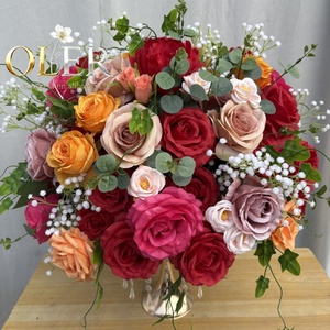 Boule de fleurs artificielles en soie pour mariage, centre de table, décoration de table, style européen, arrangement fait main pour la décoration de la table des amoureux lors de fêtes - Product Image 1