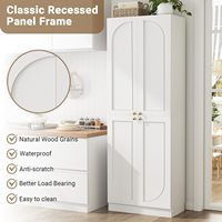 Armoire de rangement extra haute pour cuisine, 4 portes à fermeture douce, étagères réglables, autoportante, en MDF, imperméable, écologique