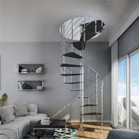 Escalier en spirale en verre contemporain pour villa de luxe, personnalisable avec décoration intérieure moderne
