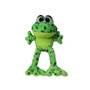 OEM Super Soft Frog Stuffed Animal Cute Blue Green Frog Plush Toy With Big Eyes Long Legs