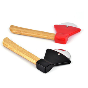 Axe Type <b>Roller</b> Cutter With Bamboo Handles and Sharp Rotating <b>Blades</b> for Pizza Bread Cakes - Product Image 3