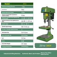 Perceuse d'établi industrielle West Lake Z516 550W 380V avec moteur, diamètre de perçage maximal de précision 16 mm
