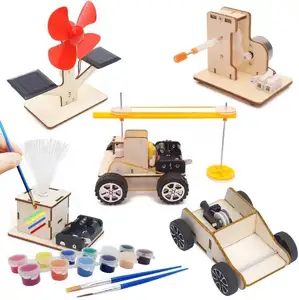 Nieuwe Diy Steel Houten Bouwpakket Kinderen Auto Project Stam Speelgoed Voertuig Educatieve Assemblage Hout Creatieve Verf Set