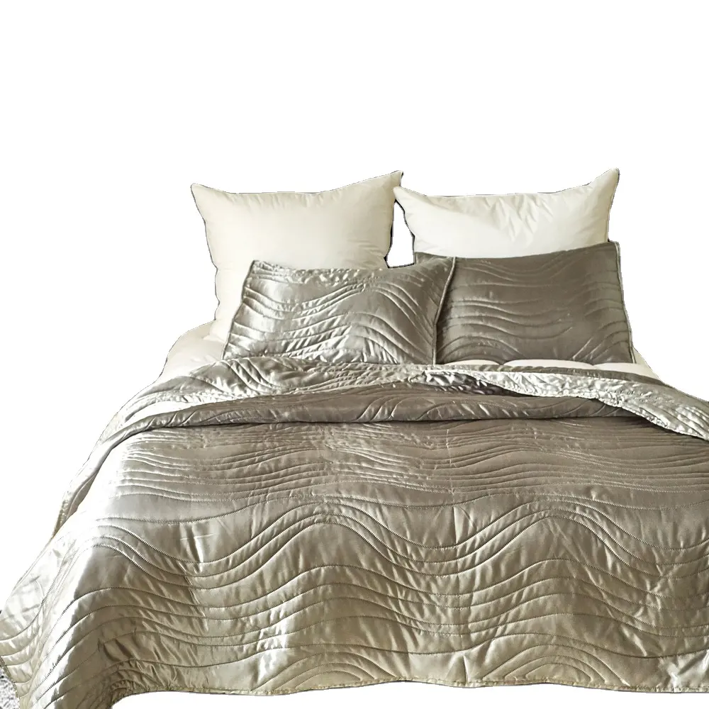 Estilos americanos Personalizado casamento natureza orgânica imitado Silk Bed Spreads